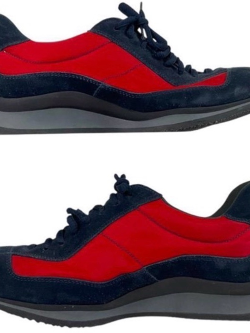 Prada Blue Suede and Red Nylon Sneakers in size 38.5, style number 1341